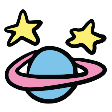 Dekorasyon için gezegen ve yıldızların el çizimleri, sevimli elementler, aşk işareti, öğrenme malzemeleri, çocuklar ve çocuklar, çıkartmalar, çizgi film karakterleri, yama, broş, gömlek baskısı, galaksi