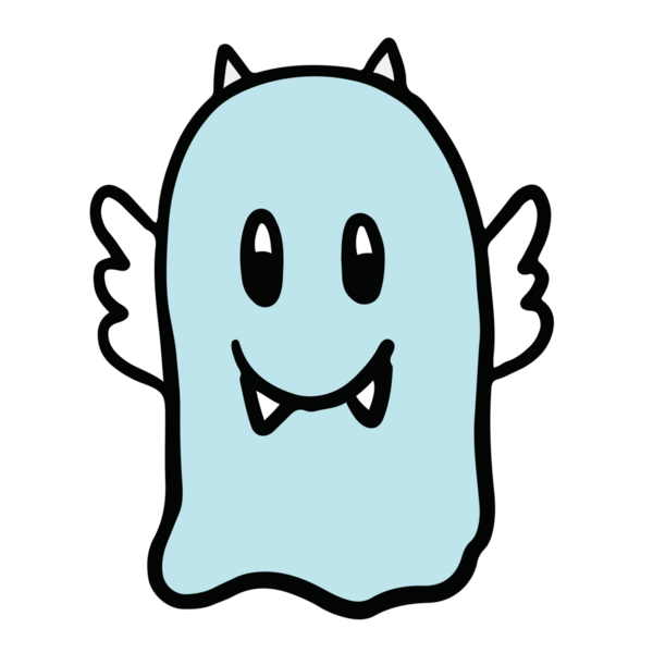 Dekorasyon, Cadılar Bayramı kostümü, çizgi film karakteri, çizgi roman karakteri, maskot, çıkartma, simge, yama, broş, basım, duruş, şeker ya da şaka için melek kanatlı şeytan hayaletinin el çizimi