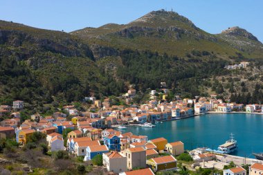 Kastellorizo 'daki güzel ada manzarası. 