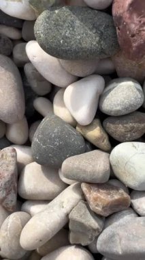 Bu büyüleyici görüntü, çeşitli pürüzsüz çakıl taşlarını yan yana sergiliyor, sanatsal özelliklerini sergiliyor. Huzurlu bir ortam yaratıyor. Rahatlamak için mükemmel..