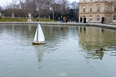 Küçük uzaktan kumandalı bir tekne, yemyeşil yemyeşil bir gölün durgun sularında gezinerek öğleden sonra güneşinin altında dalgalanmalar yaratır..