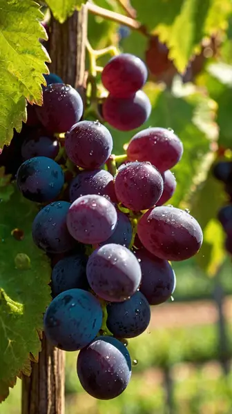 Üzüm bağında kırmızı üzüm. Üzümler, üzümler sarmaşıkta
