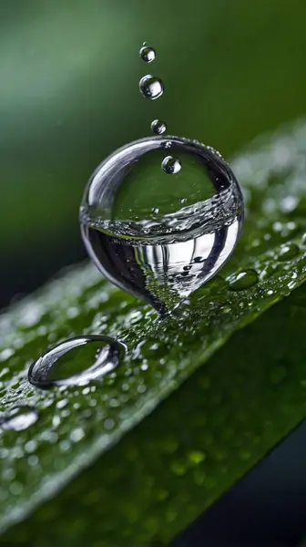 Yaprağın üzerine su damlatan yeşil yapraklar, yeşil yaprağın üzerine su damlaları.