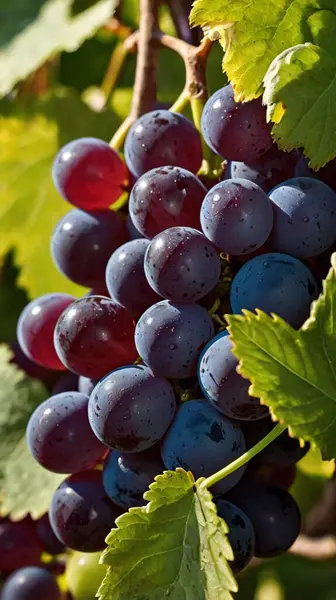 Üzüm bağında olgun kırmızı üzüm, hasat mevsiminde üzüm, üzümlerde üzüm, üzümlerde kırmızı üzüm