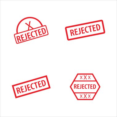 Kauçuk Damgalar Vintage Ofis, İşletme ve Dekoratif Koleksiyon, pul seti, kırmızı vektör simgeleri kümesi