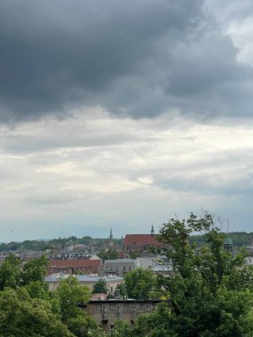 Wawel kalesi ve Vistula nehri ile Krakow Panoraması. Polonya. Yüksek kalite fotoğraf