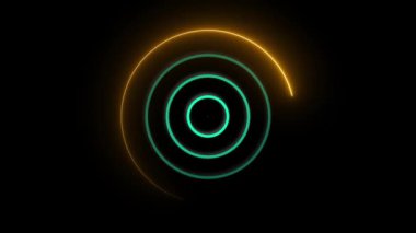 Neon ışığın 3 boyutlu çizimi, siyah arkaplanda parlayan çizgiler. Soyut çizgilerin soyut arkaplanı. soyut neon ışığı.