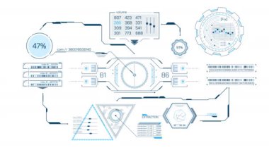 Yüksek teknoloji ve gelecek teknolojileri için HUD arayüzü, alfa kanalında canlandırıldı.