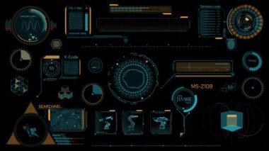 Yüksek teknoloji arayüzü için HUD elementleri, alfa kanalında canlandırıldı.