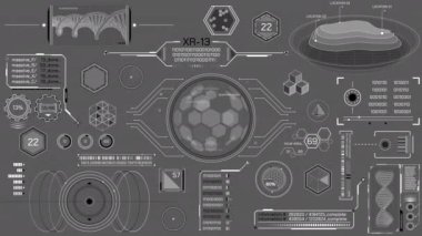 Yüksek teknoloji arayüzü için HUD elementleri, alfa kanalında canlandırıldı.