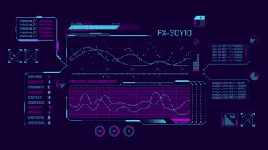 Yüksek teknoloji ve gelecek teknolojileri için HUD arayüzü, alfa kanalında canlandırıldı.