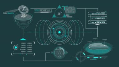 Yüksek teknoloji ve gelecek teknolojileri için HUD arayüzü, alfa kanalında canlandırıldı.