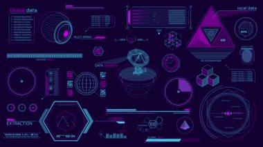 Yüksek teknoloji arayüzü için HUD elementleri, alfa kanalında canlandırıldı.