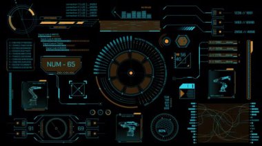 Yüksek teknoloji arayüzü için HUD elementleri, alfa kanalında canlandırıldı.