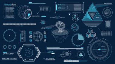 Yüksek teknoloji arayüzü için HUD elementleri, alfa kanalında canlandırıldı.