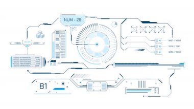Yüksek teknoloji ve gelecek teknolojileri için HUD arayüzü, alfa kanalında canlandırıldı.