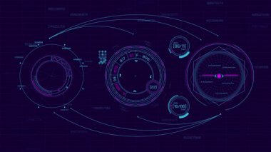 Yüksek teknoloji ve gelecek teknolojileri için HUD arayüzü, alfa kanalında canlandırıldı.