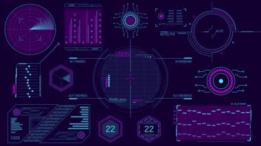 Veri işleme ve alfa kanalında animasyon için yüksek teknoloji arayüzü dizayn ögeleri kümesi.