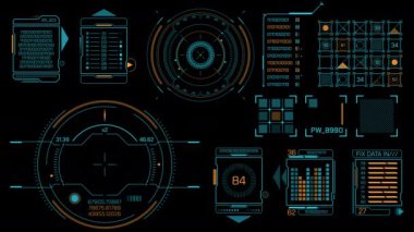 Veri işleme için yüksek teknoloji arayüzü dizayn ögeleri paketi, alfa kanalında animasyon.