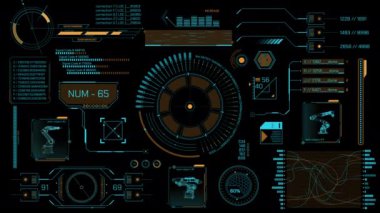 Yüksek teknoloji arayüzü için HUD elementleri, alfa kanalında canlandırıldı.