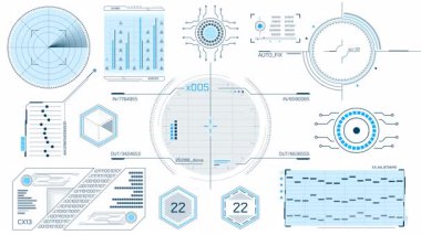 Alfa kanalında veri ve animasyonla çalışmak için yüksek teknoloji arayüzü dizayn ögeleri seti.