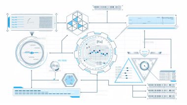 Yüksek teknoloji ve gelecek teknolojileri için HUD arayüzü, alfa kanalında canlandırıldı.