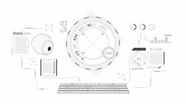 Yüksek teknoloji ve gelecek teknolojileri için HUD arayüzü, alfa kanalında canlandırıldı.