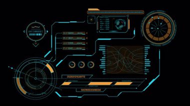 Yüksek teknoloji ve gelecek teknolojileri için HUD arayüzü, alfa kanalında canlandırıldı.