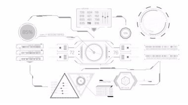 Yüksek teknoloji ve gelecek teknolojileri için HUD arayüzü, alfa kanalında canlandırıldı.