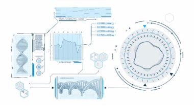 Yüksek teknoloji ve gelecek teknolojileri için HUD arayüzü, alfa kanalında canlandırıldı.