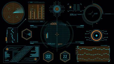 Veri işleme ve alfa kanalında animasyon için yüksek teknoloji arayüzü dizayn ögeleri kümesi.