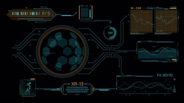 Yüksek teknoloji ve gelecek teknolojileri için HUD arayüzü, alfa kanalında canlandırıldı.
