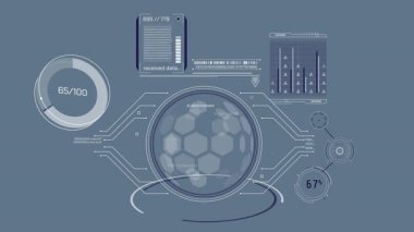 Yüksek teknolojili ekrandaki veri dönüşümü HUD ve infografik elementler, alfa kanalındaki animasyon.
