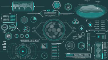 Yüksek teknoloji arayüzü için HUD elementleri, alfa kanalında canlandırıldı.