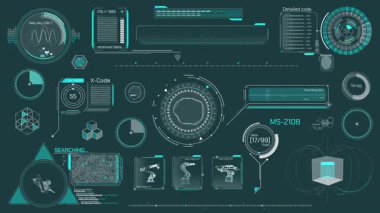 Yüksek teknoloji arayüzü için HUD elementleri, alfa kanalında canlandırıldı.