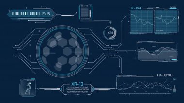 Yüksek teknoloji ve gelecek teknolojileri için HUD arayüzü, alfa kanalında canlandırıldı.