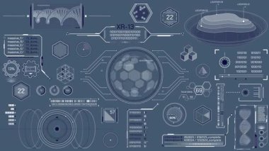 Yüksek teknoloji arayüzü için HUD elementleri, alfa kanalında canlandırıldı.