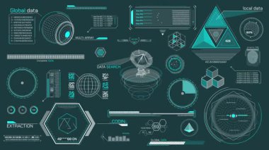 Yüksek teknoloji arayüzü için HUD elementleri, alfa kanalında canlandırıldı.