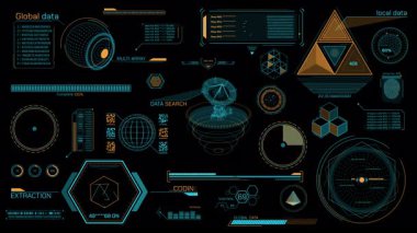 Yüksek teknoloji arayüzü için HUD elementleri, alfa kanalında canlandırıldı.