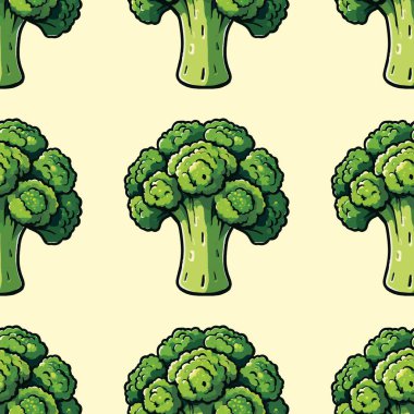 Pastel arka planda brokoli olan kusursuz sebze deseni.