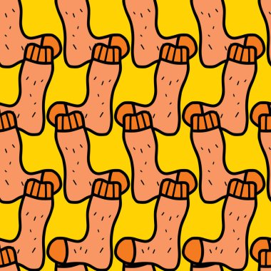 Güz, çoraplı, kusursuz vektör deseni. Basit karalama biçimi