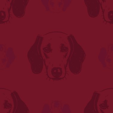 Şirin, tüylü köpekleri olan kusursuz bir vektör deseni. Basit karalama stili. Izgara