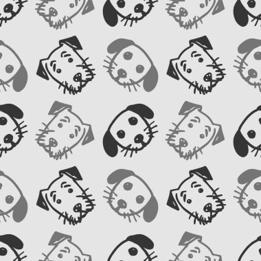 Şirin, tüylü köpekleri olan kusursuz bir vektör deseni. Basit karalama biçimi