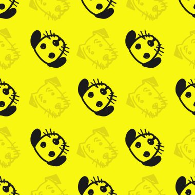 Şirin, tüylü köpekleri olan kusursuz bir vektör deseni. Basit karalama biçimi