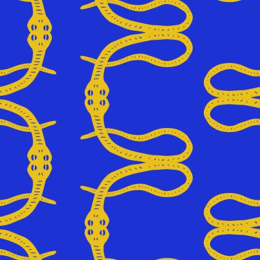 Kusursuz vektör desenli komik yılan, 2025 'in hayvan sembolü. Basit karalama stili. Kozmik