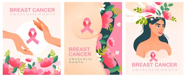Breast Cancer Month Pink Ribbon International Breast Cancer Day Vector — Stock Vector