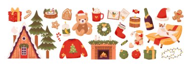 Paketli hediyeler ve şenlikli hediyelerle dolu ozi bir Noel. Zencefilli kurabiyeler, sıcak bir şömine ve tatil dekoru. Elementleri gelenek ve mevsimlik neşeye odakla. 