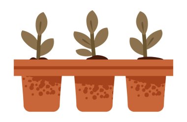 Çömlek, yenilenme ve sürdürülebilirlik tohumları. Organik bahçe kavramları. Düz vektör illüstrasyonu