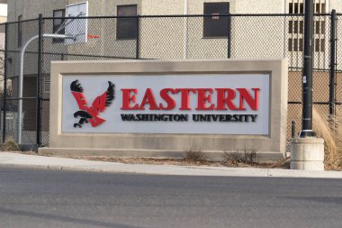 Cheney, Washington USA - February 27th 2024 - Photo of Eastern Washington University sign representing the college in Cheney, Washington. clipart