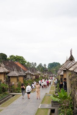 Sabahleyin Bali 'nin Penglipuran kasabasını ziyaret edenler